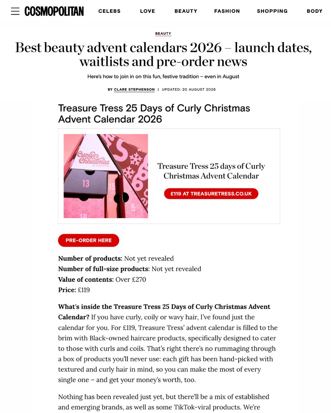 TreasureTress 25 days of Curly Christmas Advent Calendar🎄 2026